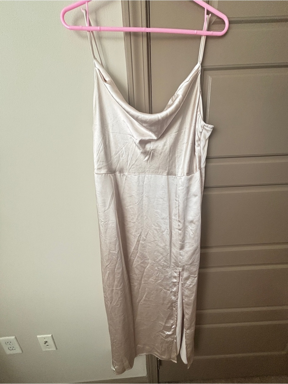 Satin Slip Midi Dress in Soft Ivory